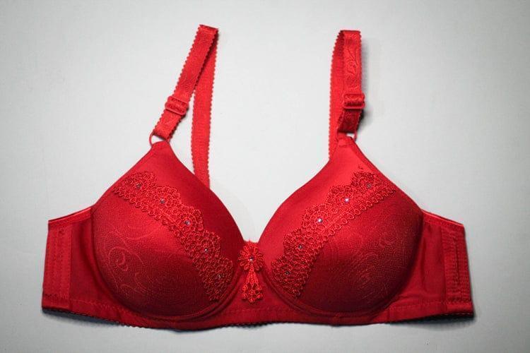 Chic Nylon Lace Work Padded Full Cup Bra